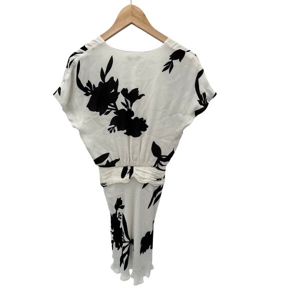JOIE NWT Black & White Floral 100% Silk Ashleena Dress // 2 - Picture 8 of 10